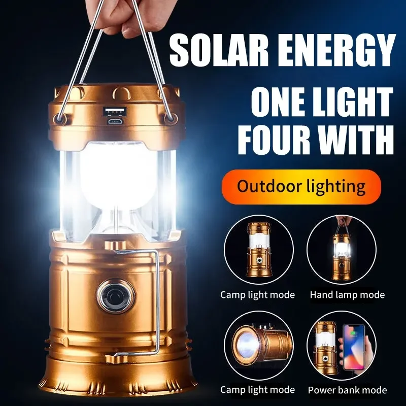 

Outdoor Solar Portable Rechargeable Camp Charger Lantern Folding Tent Lamp Lamp Lantern Camping Flashlight Lighting
