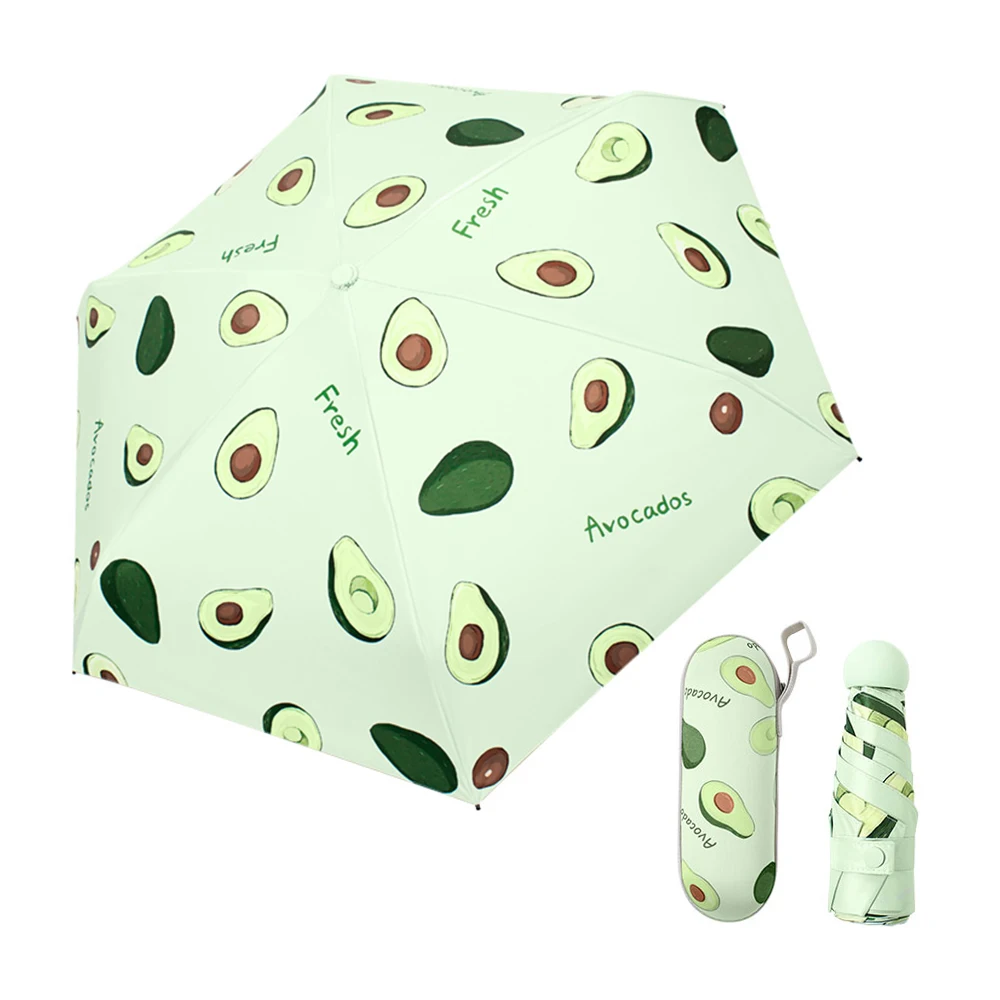 

Mini Capsule Umbrella Cartoon Fruit Avocado Anti-Uv Upf50 + Folding Pocket Umbrella 6k Parasol Small Paraguas