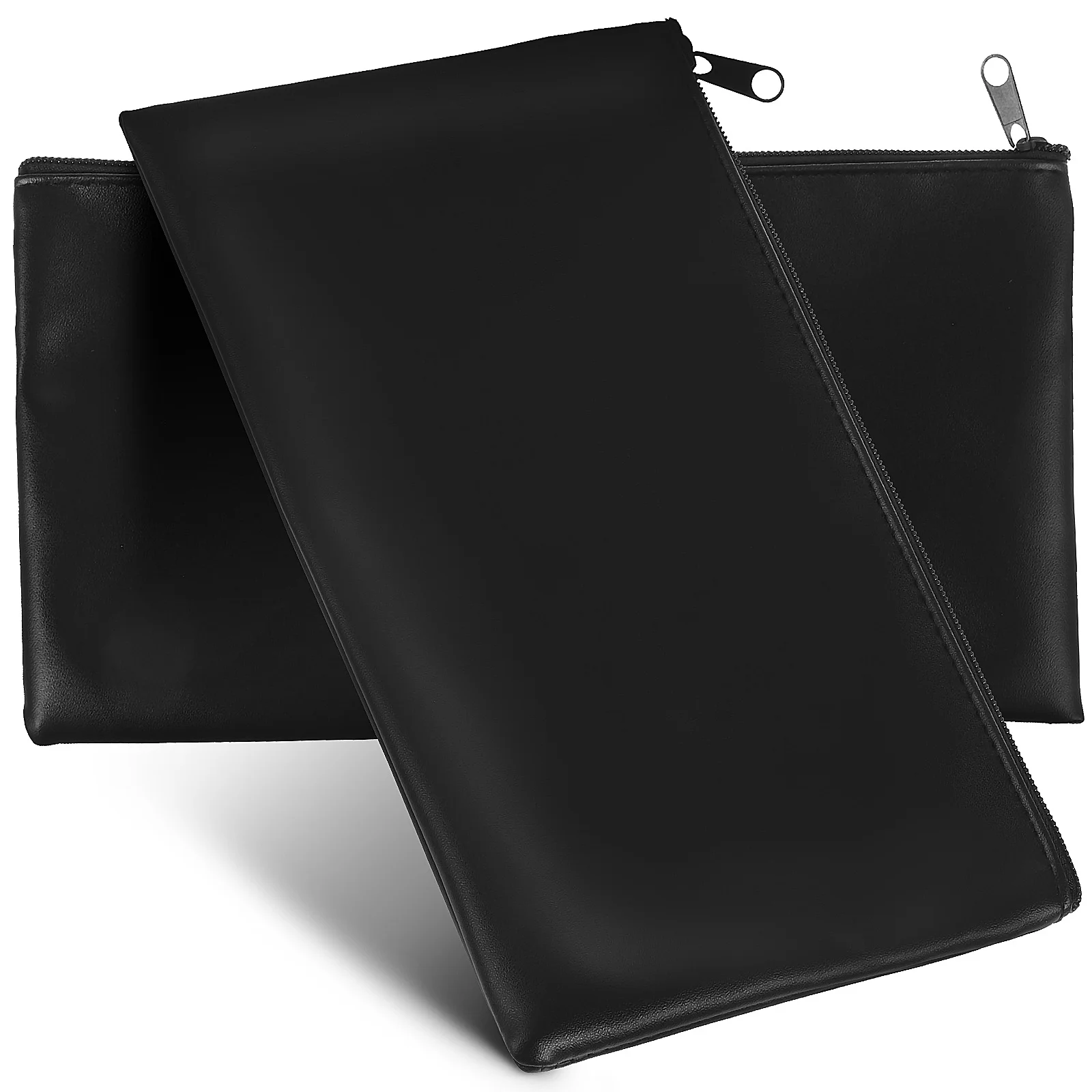 

2 Pcs Storage Bag Man Wallet Money Cash Pouch Zipper Piggy Bank Pu Receipt Bags Women