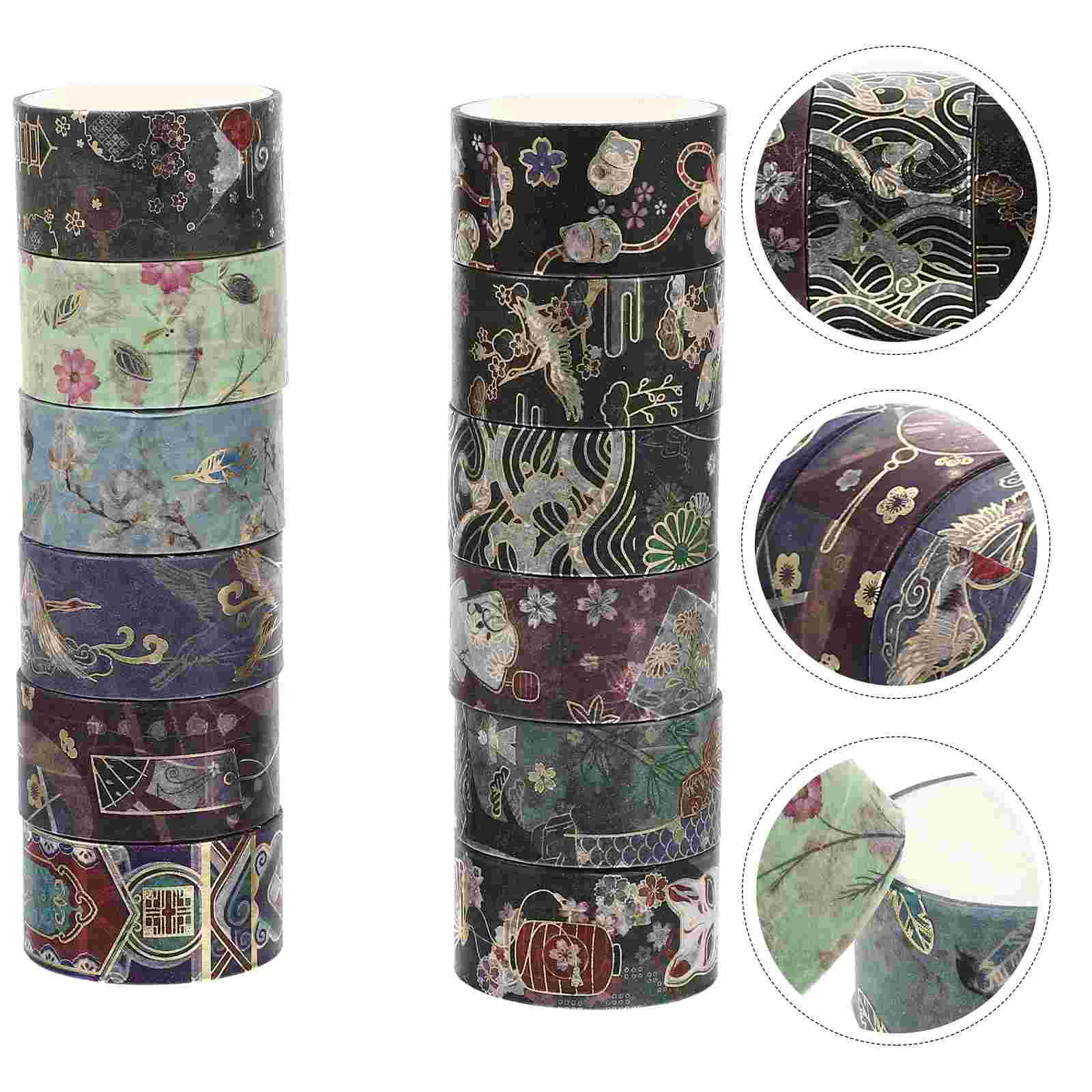 

12 Rolls Gift Wrapper Stickers Self-adhesive Dtapes Nativity Set Kids Childrens Diy Crafts Washi Vintage