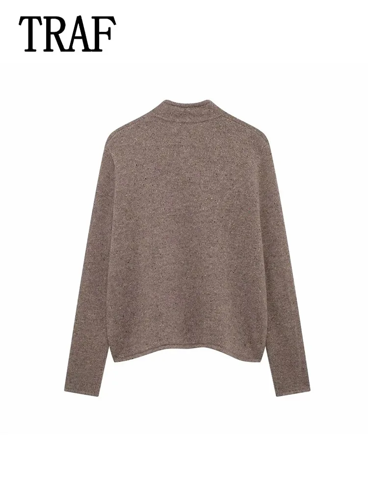 TRAF 2024 женский теплый зимний кардиган осенний вязаный свитер с длинными рукавами