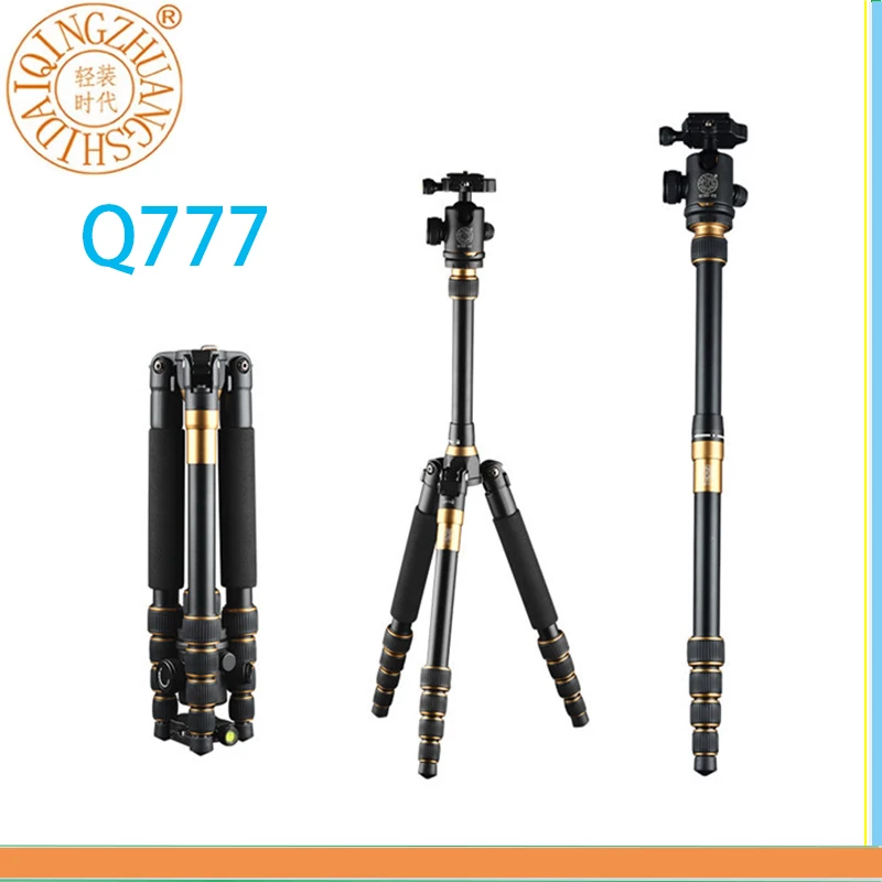 

QZSD Q777 Aluminum Travel Tripode video camera tripod monopod Professional Photographic Camera Tripod Stand with ball head 150cm