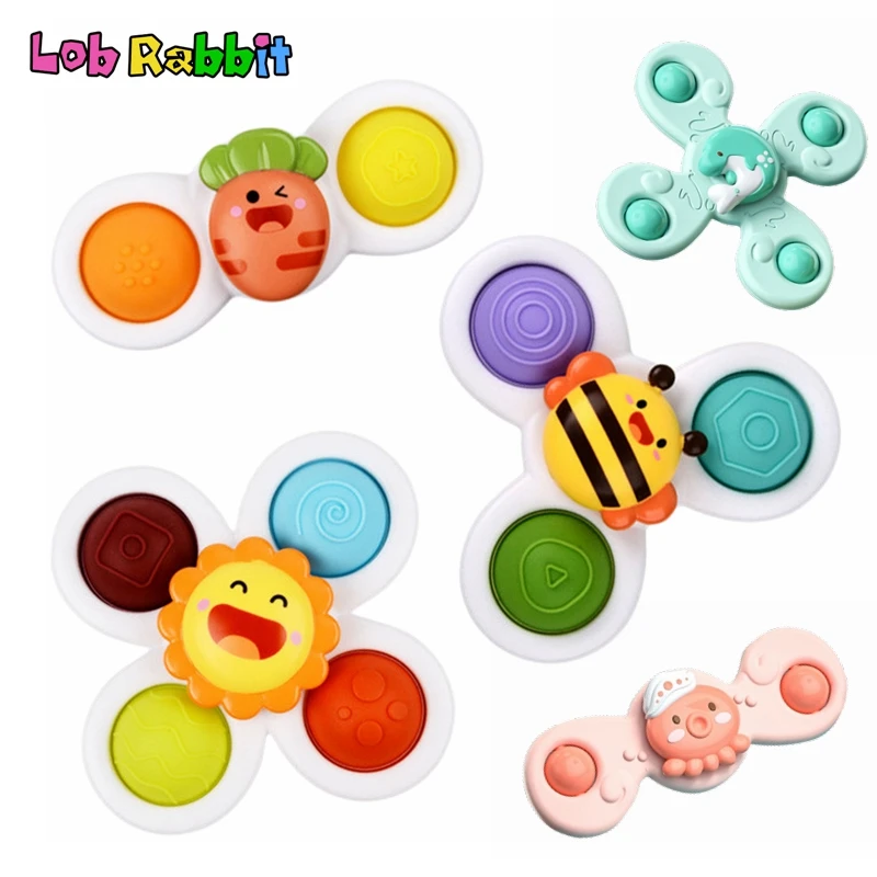 

3PCS Baby Spinning Suction Cup Top Bath Toys for 0 12 18 Months Newborn Table Game Release Stress Sensory Educational Toy Gifts