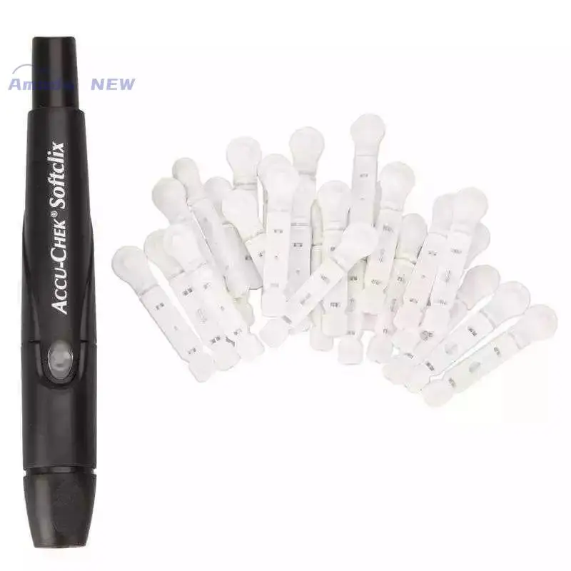 Фото Accu-Chek Softclix FastClix Lancet device Набор Accuchek для диабета accu check Ланцирующая ручка Палец стерильный кровь 50 Ланцетов! ** №2