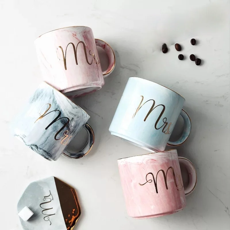 

European Marble Tumbler Water Glass Cup Phnom Penh Ceramic Cups Office Coffee Mug Couple Milk Mugs Shot Glasses Large Capacity
