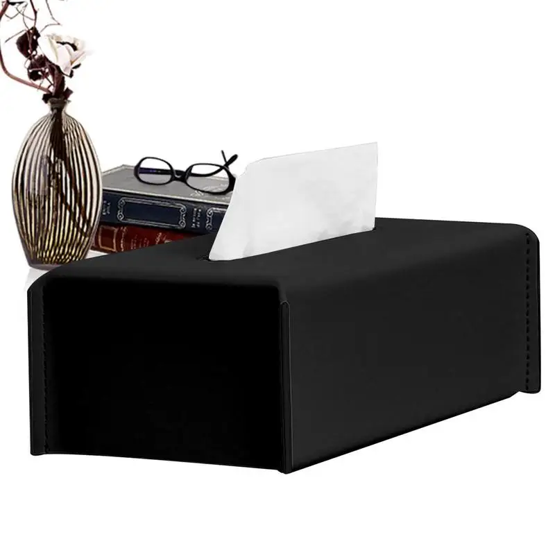 

Tissue Holder Leather Wipes Holder Case Cover Portable Tissue Paper Holder Rectangular Desktop Leather Tissue Box Holder For