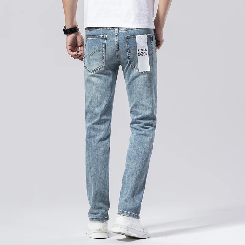 Джинсы мужские классические модные повседневные Стрейчевые брюки из денима |