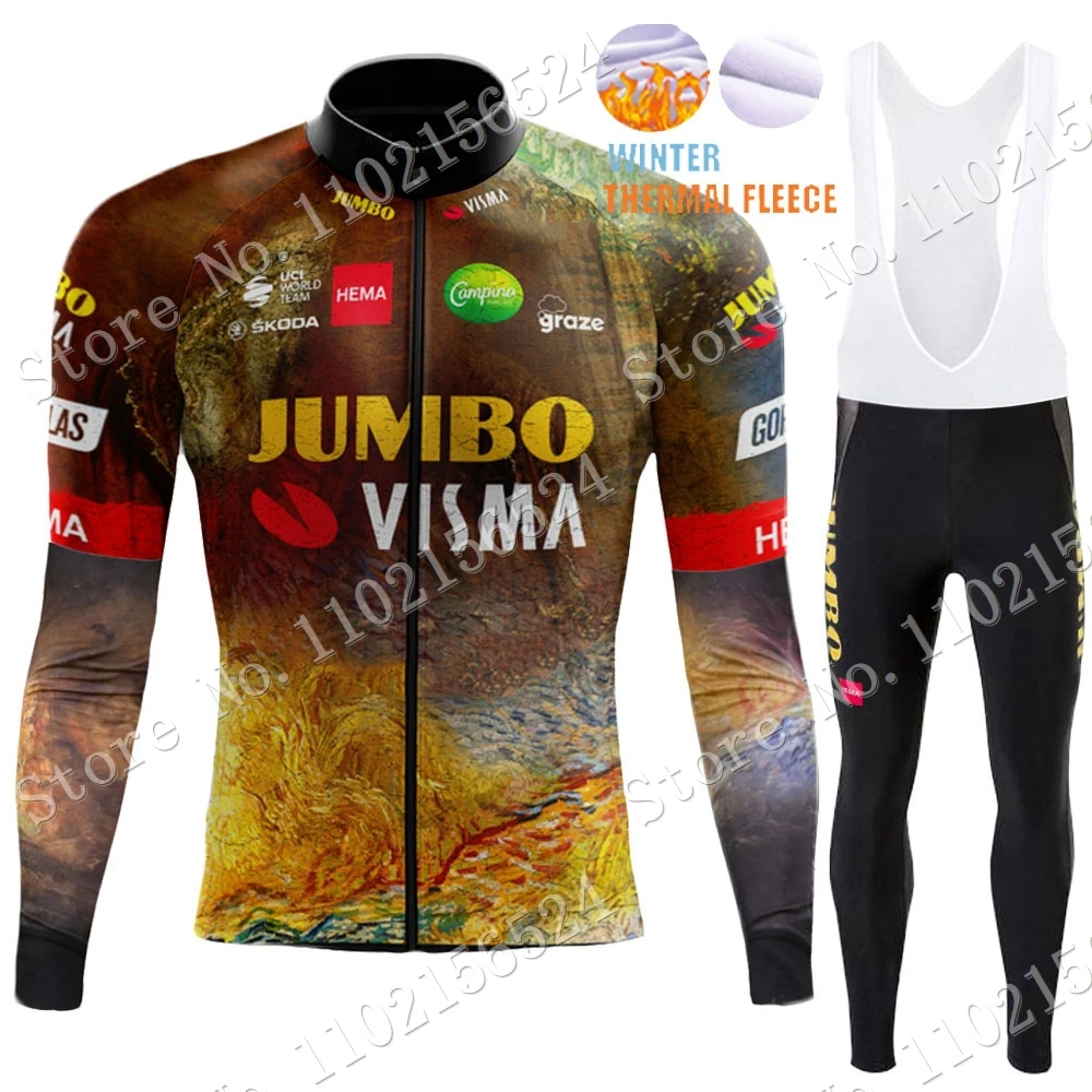 Мужской комплект одежды для поездок на велосипеде Team Jumbo Visma зимняя одежда по