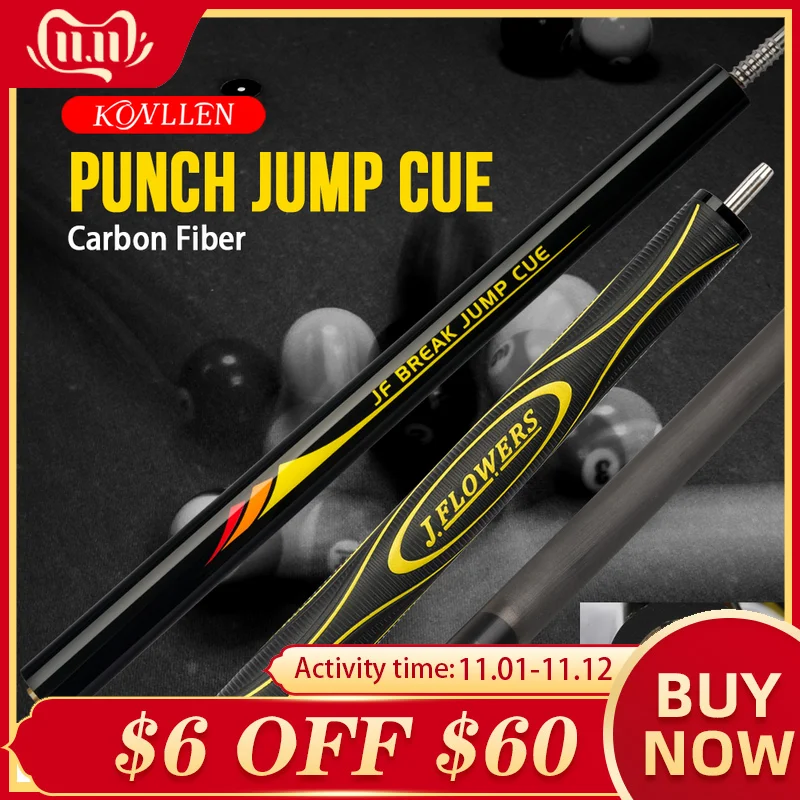 

KONLLEN Billiard 3 Pieces Punch Jump Cue 13mm Carbon Fiber Shaft Break Cue Tecnologia Radial Pin Joint Carbon Break Jump Cue Kit