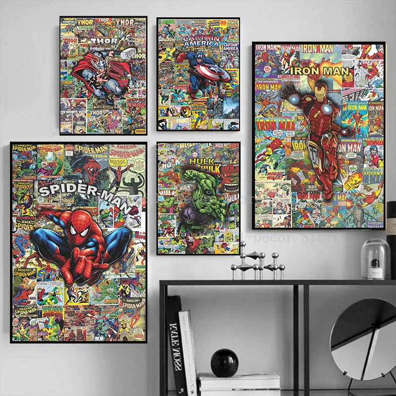 Marvel Мстители планшетофон железный человек Халк Капитан Америка холст живопись