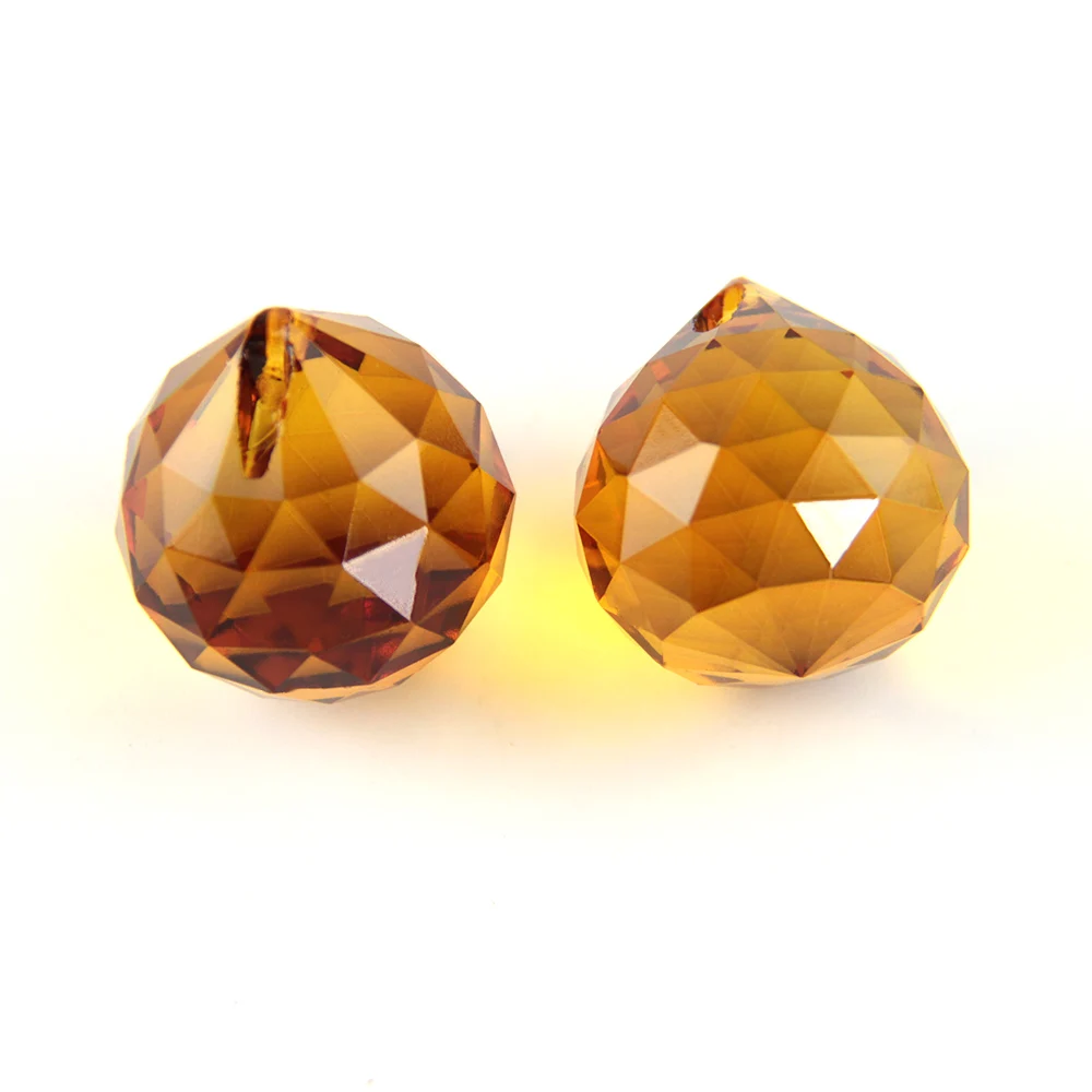

15mm-40mm Amber Crystal Lighting Pendant Balls Chandelier Parts Prisms For Wedding Decoration