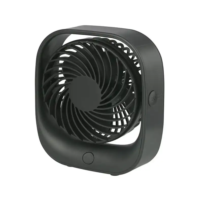 

Rechargeable USB Portable Tabletop Fan in Black, Head Swivels Vertically