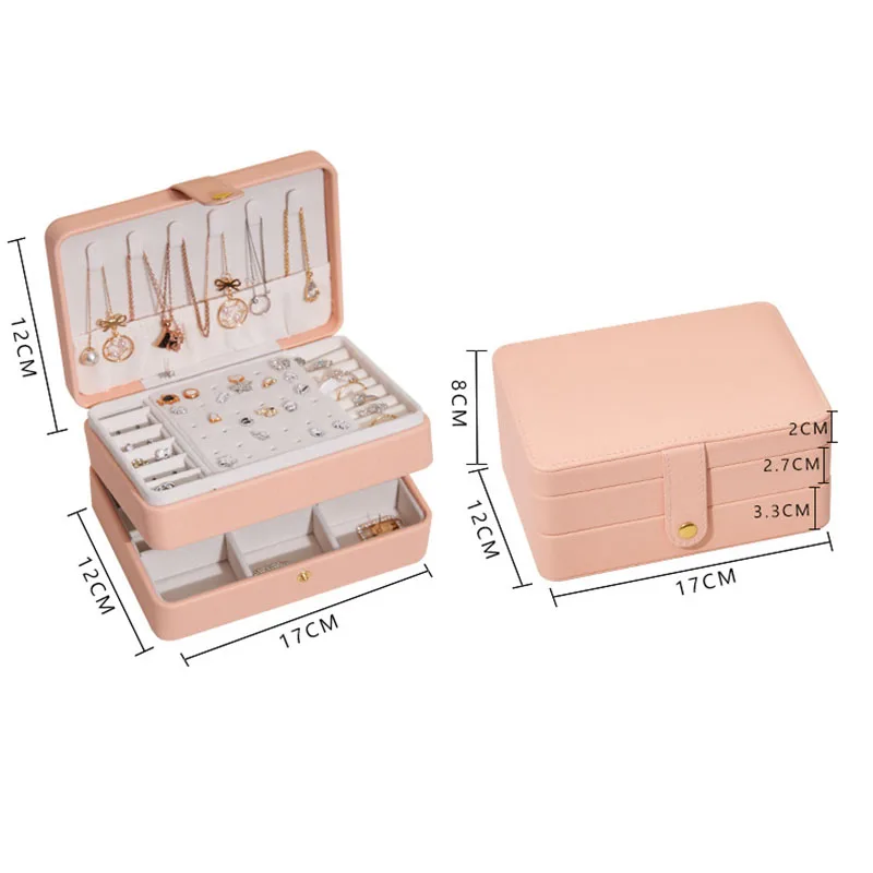 Earrings necklace jewelry storage jewelry box leather multifunctional jewelry storage box logo customization