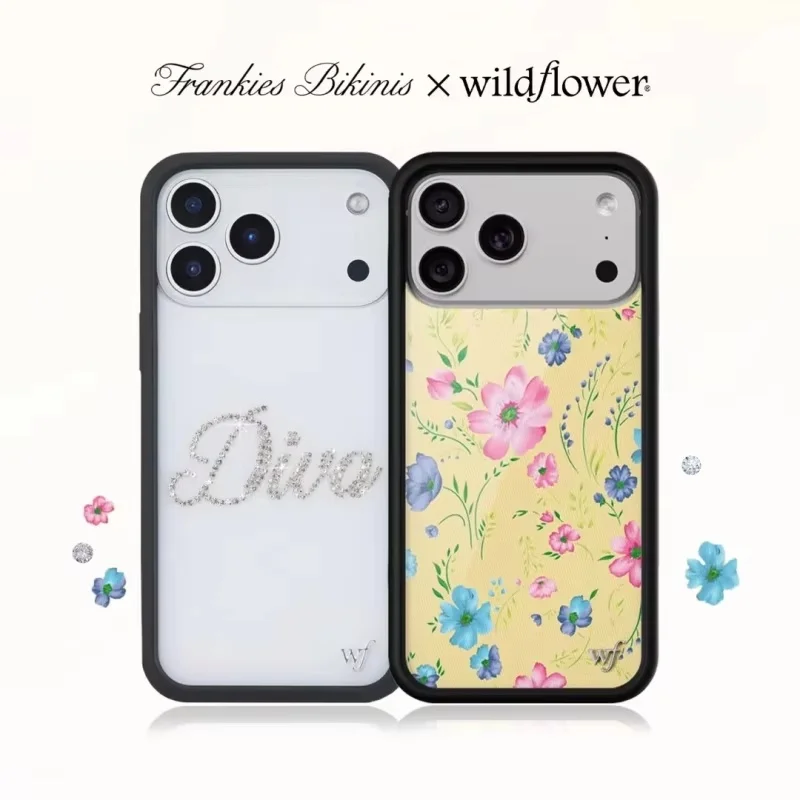 Фото Чехол для телефона Wildflower Frankies Floral Bloom для iPhone 11 12 13 14 15 16 17 Pro Max 16 Plus Diva Bikini Flowers, ударопрочный чехол. №1