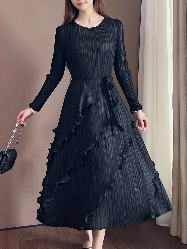 Плиссированное Платье GVUW в виде грибка женское ТРАПЕЦИЕВИДНОЕ ПЛАТЬЕ с круглым