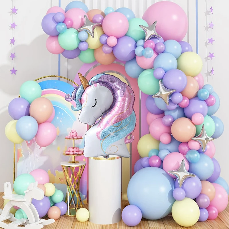 Воздушные шары Macaron с единорогом гирлянда арочный комплект раскрытие пола декор