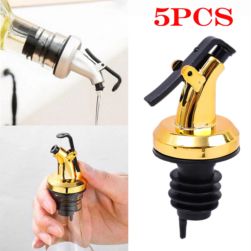 

1/5PCS Oil Bottle Stopper Cap Dispenser Sprayer Lock Wine Pourer Sauce Nozzle Liquor Leak-Proof Plug Bottle Stopper Kitchen Tool