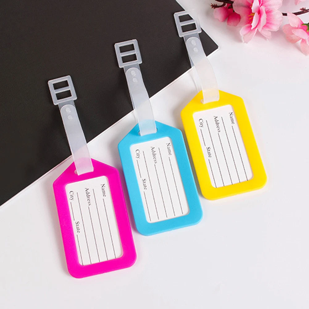 

1pc Mixed Color Plastic Trolley Case Luggage Tag Aircraft Tag Luggage Tag ABS 9*5cm Luggage Compartment Label