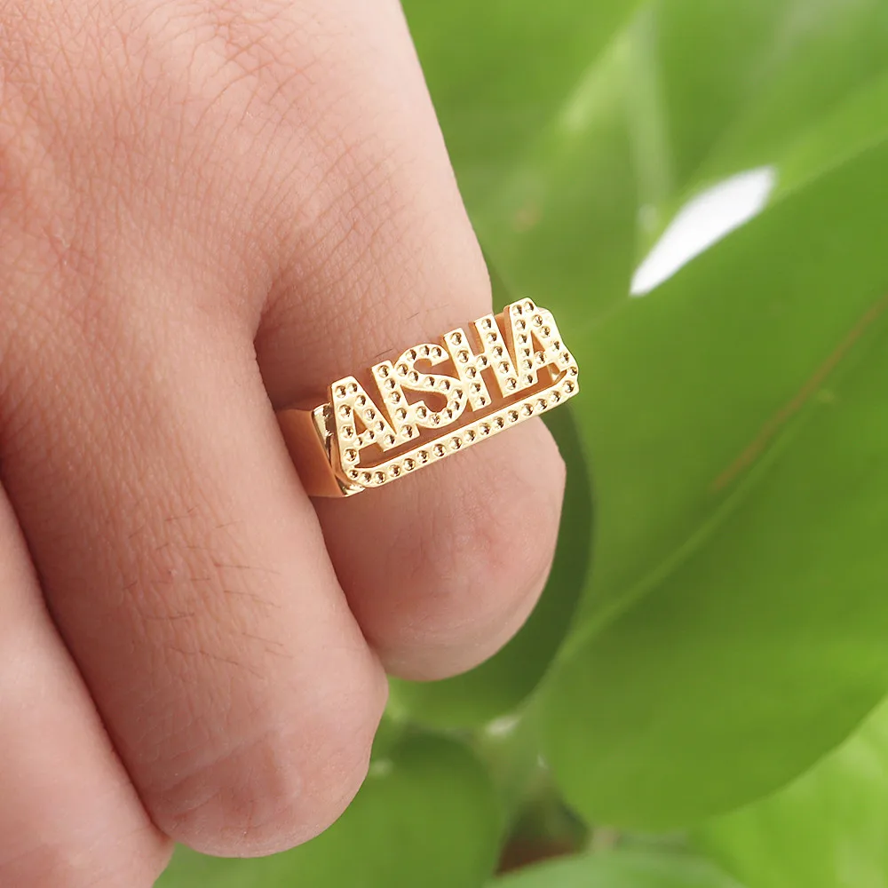 Hip Hop Thump Custom Name Rings For Women Men Punk Jewelry Personalized Name Band Chunky Statement Ring Christmas Gift