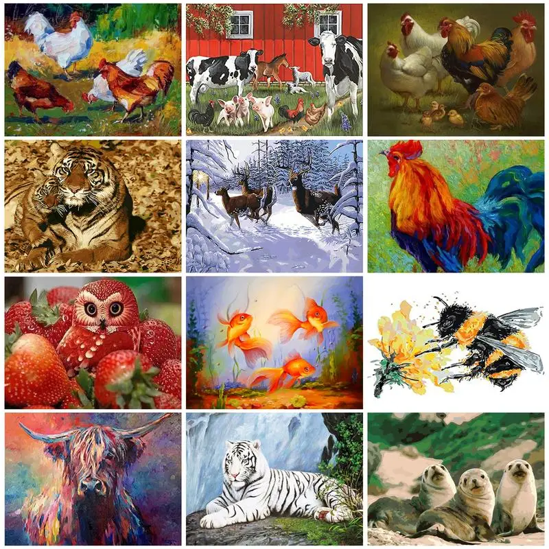 

CHENISTORY Oil Painting By Numbers Animal DIY Paint By Numbers On Canvas Frameless 60x75cm Digital Hand Painting Home Decor