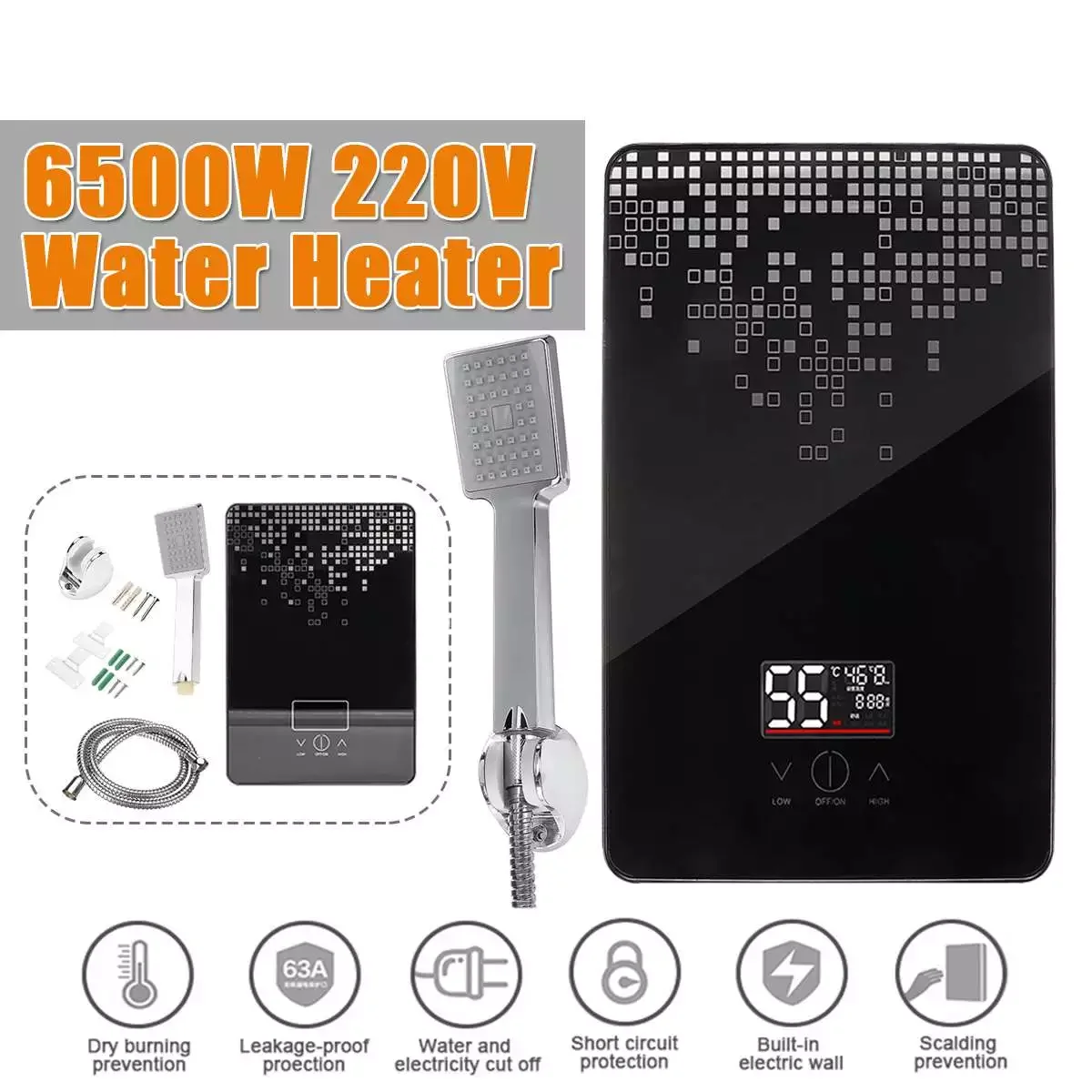 220V 6500W Electric Water Heater Instant Tankless Water Heater Bathroom Shower Multi-purpose Household Hot-Water Heater enlarge