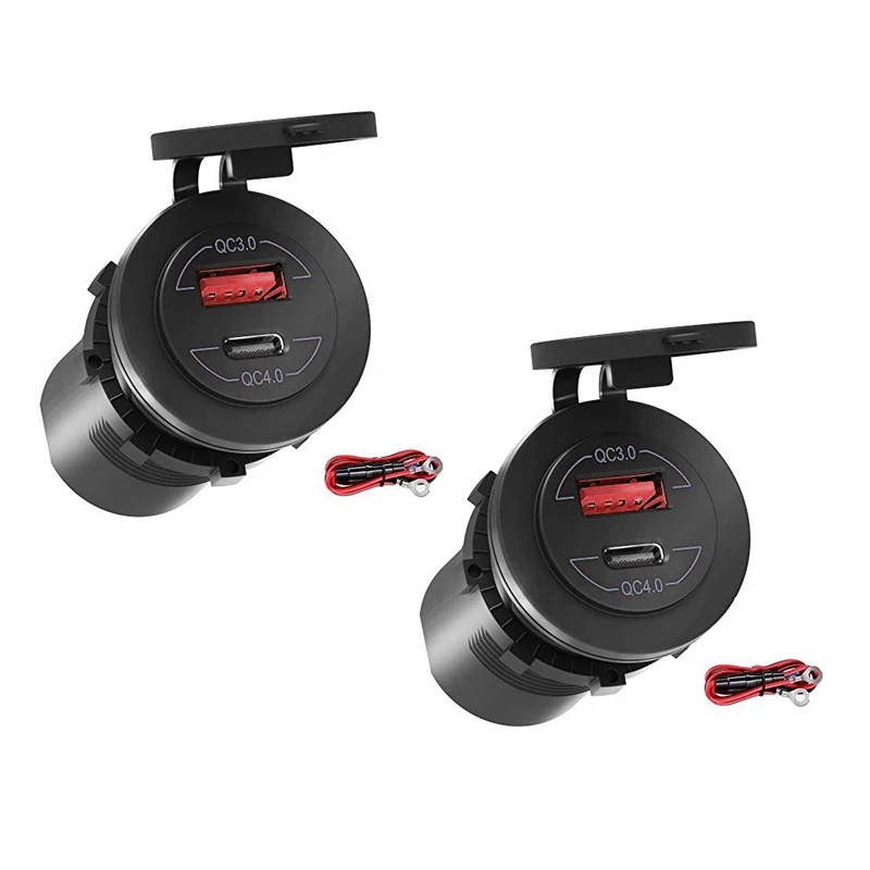

Quick Charge 4.0 PD QC 3.0 USB Car Charger Socket 12V 60W USB Outlet Fast Charger For Car,Boat,Truck,Motorcycle, 2 SET