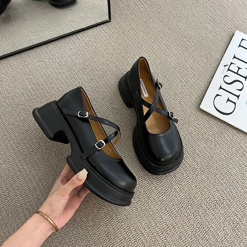 

Chunky Demonia Wedges Shoes Gothic Patent Leather Round Toe Platform Lolita Mary Jane Flats Women 2023 Classics Fashion Loafers