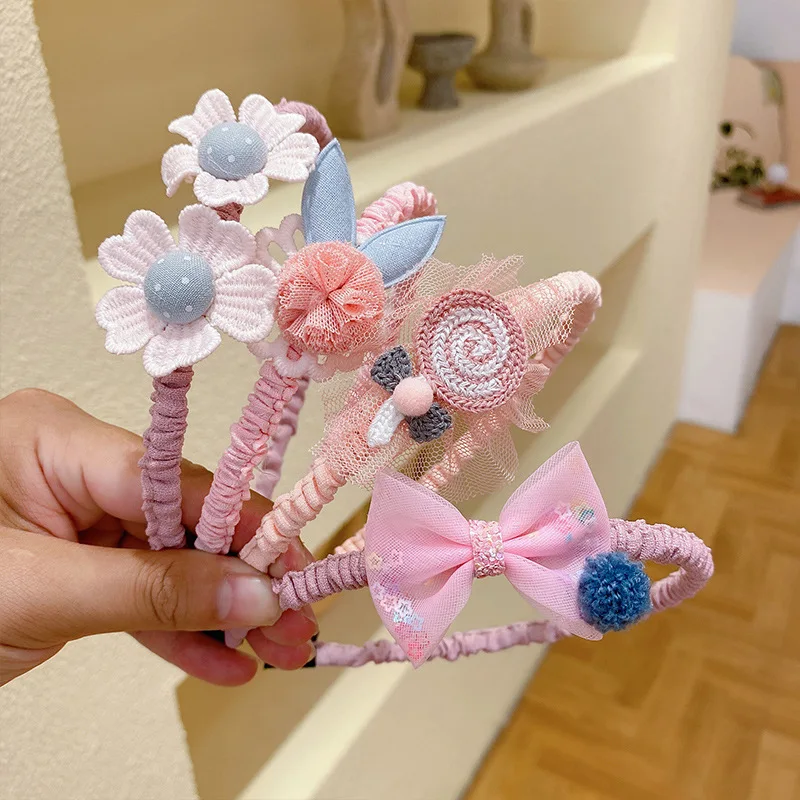 

Wholesale Purple Bow/flower Kids Headband Girls Non-slip Pink Bunny Ear Headband Girls Princess Headgear Hair Accessories AFS408