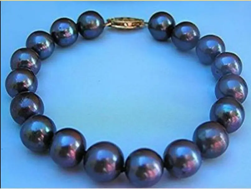 

HUGE HOT 10-11MM AAA TAHITIAN BLACK PEARL BRACELET 7.5 8 INCH