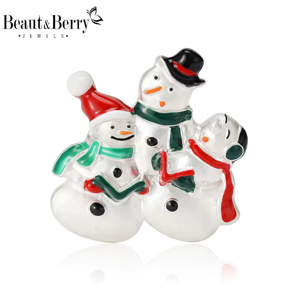 Beaut&Berry Sevimli Emaye Üç Kardan Adam Broş Kadınlar için Unisex Noel Yeni Yıl Pimleri Rahat Parti Aksesuarları Hediyeler
