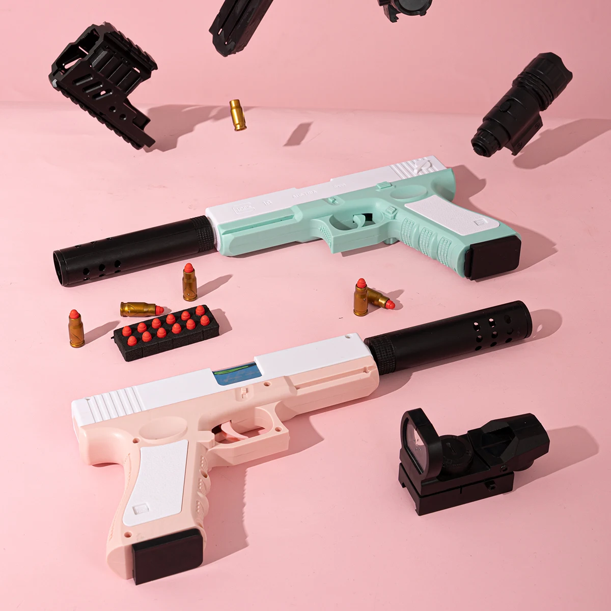 

Glock Toy Gun Pistol Macaron Color Soft Bullet Shell Ejection Blaster Handgun Plastic Shooting Model For Kids Adult Outdoor Game