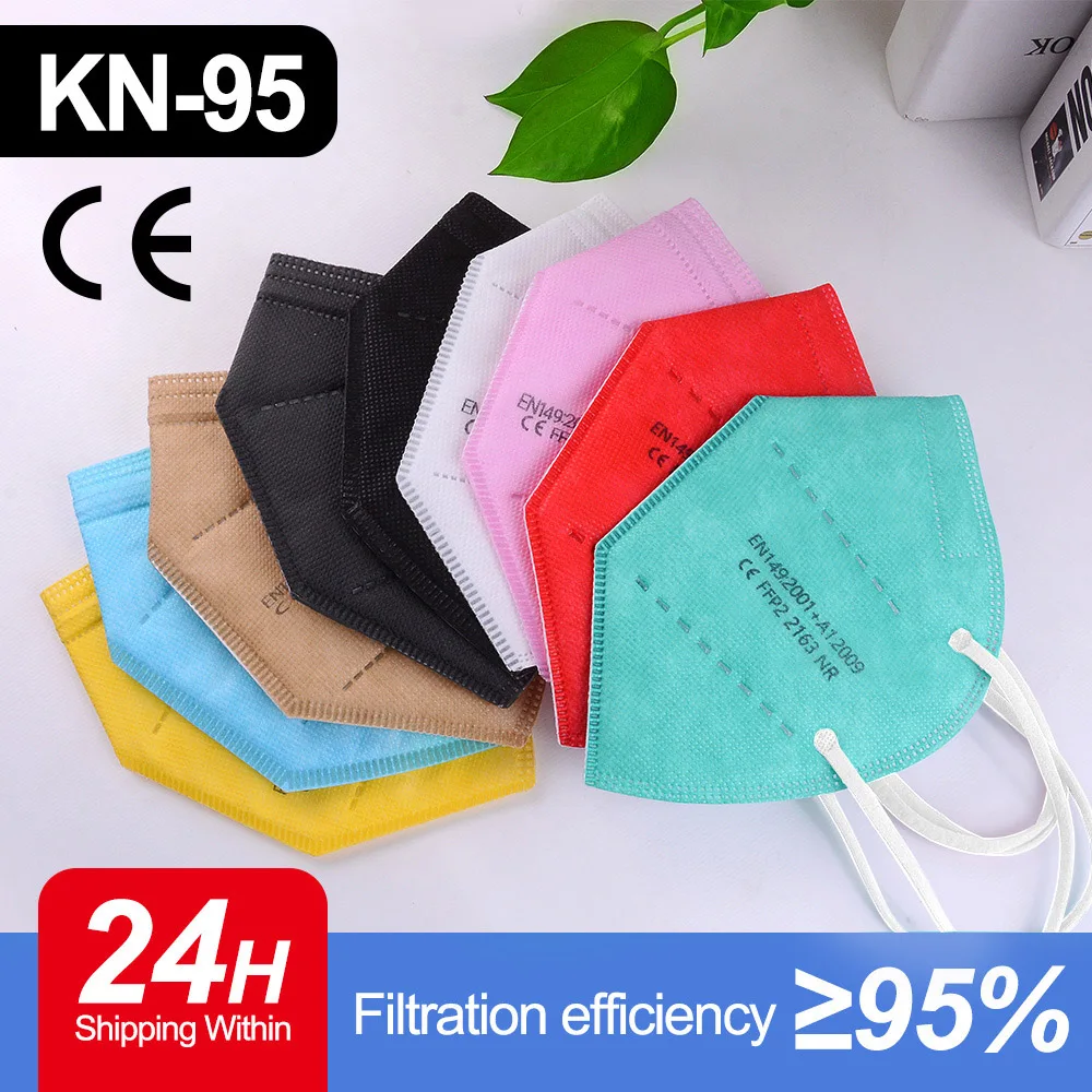 

Маски многоразовые KN95 FPP2, 5-слойная защитная маска FFP2 с фильтром для рта, респиратор CE