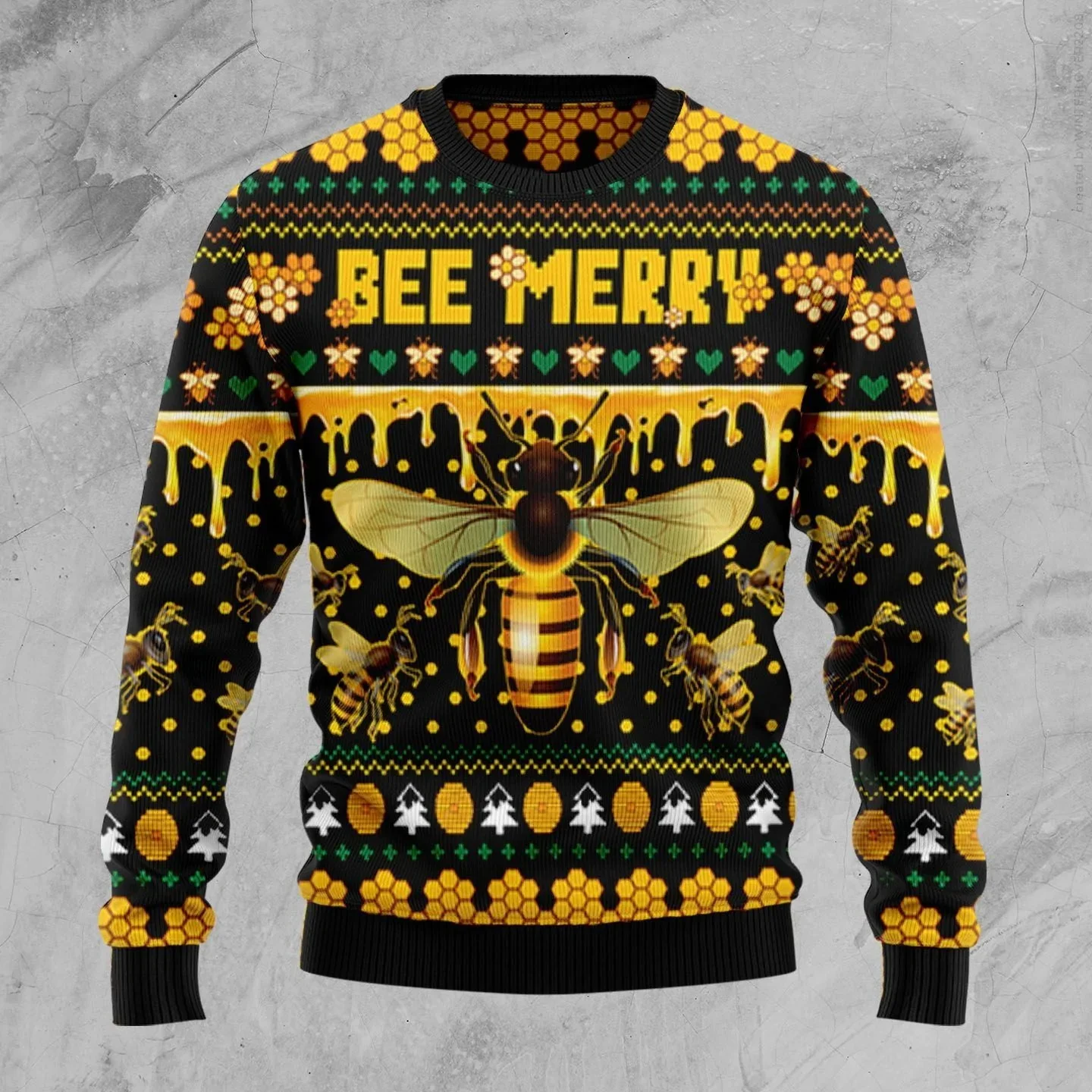 

PLstar Cosmos Bee Merry 3D All Over Printed Fashion Men's Ugly Christmas Sweater Autumn Unisex Casual Knitwear Sweater ZZM06