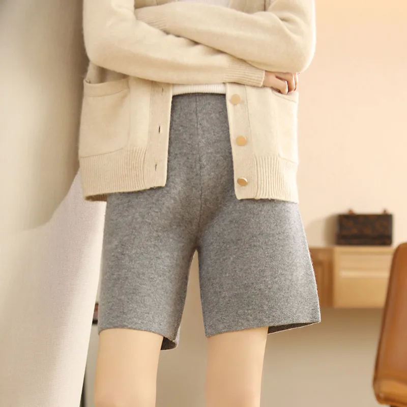 Шорты женские повседневные из 100% шерсти с эластичным поясом |