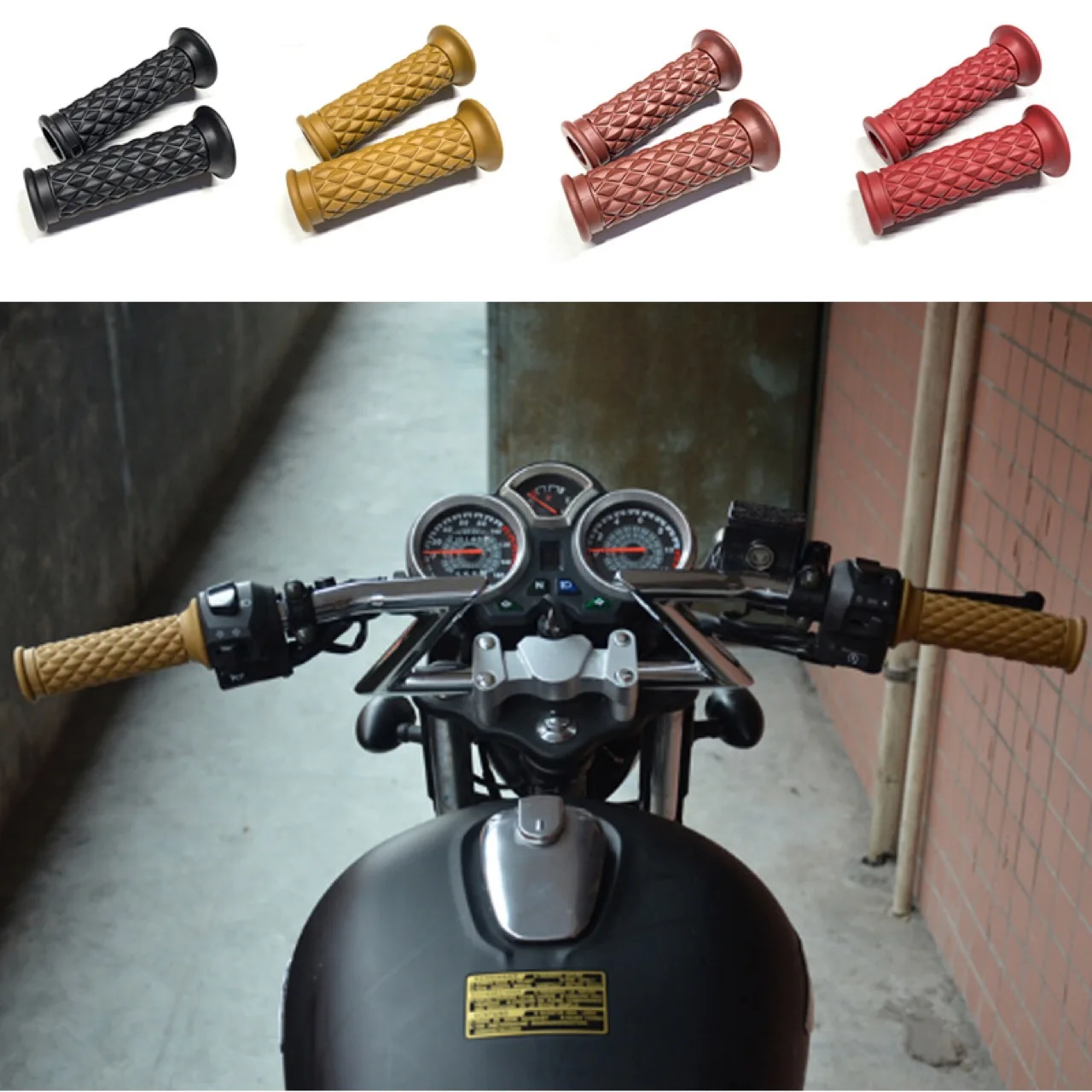 

Unviersal Motorcycle retro rubber classic motorbike Non-slip handle bar vintage moto handlebar for cafe racer motorcycle grip