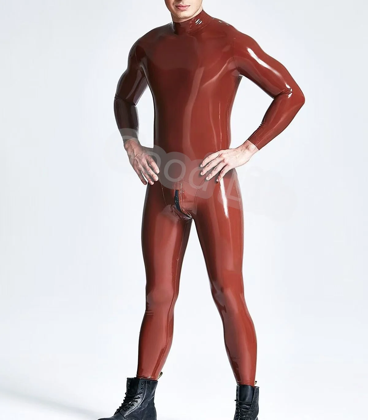 Мужской комбинезон из натурального латекса ручной работы резиновый с 3D молнией в