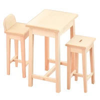 dolls house miniature 112 scale furniture wooden bar table and high chairs set