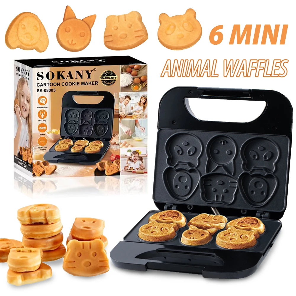

Sokany мини-вафельница 6 животных черного цвета