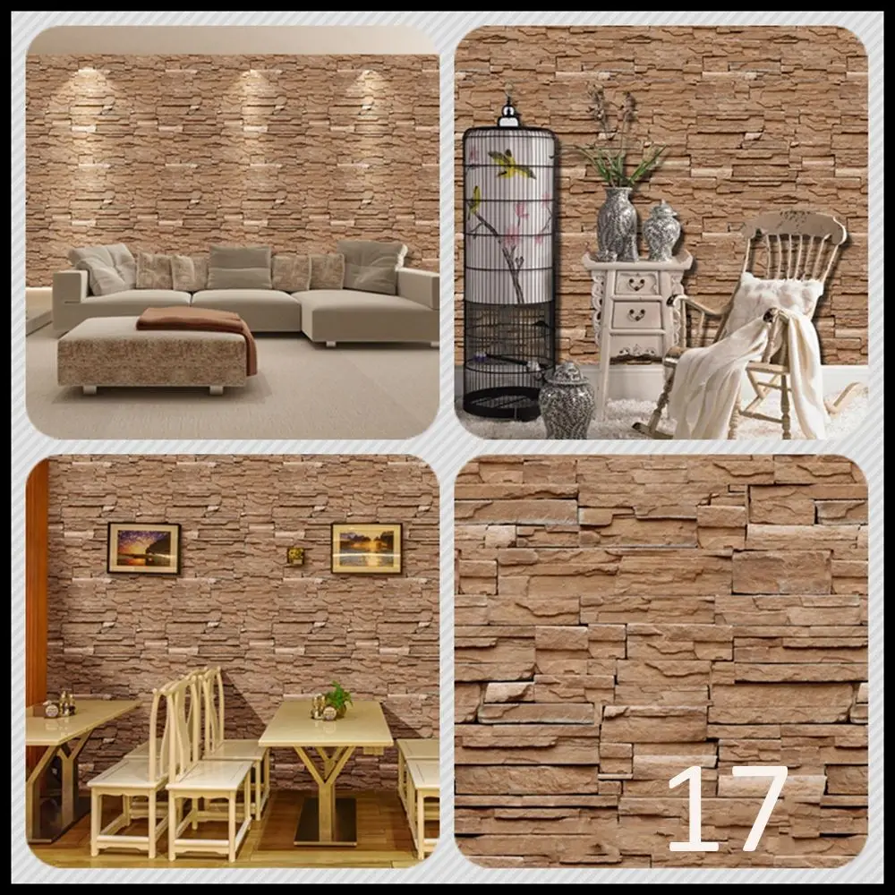 

45x100cm Home Decor 3D PVC Wood Grain Brick Stone wallpaper Rustic Effect Self-adhesive Sticker Room DIY Background