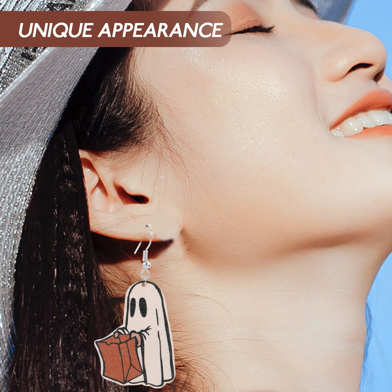 Goth Earrings Jewelry Women Trendy Funny Dangle Halloween Costume Wooden Fashion Funky
