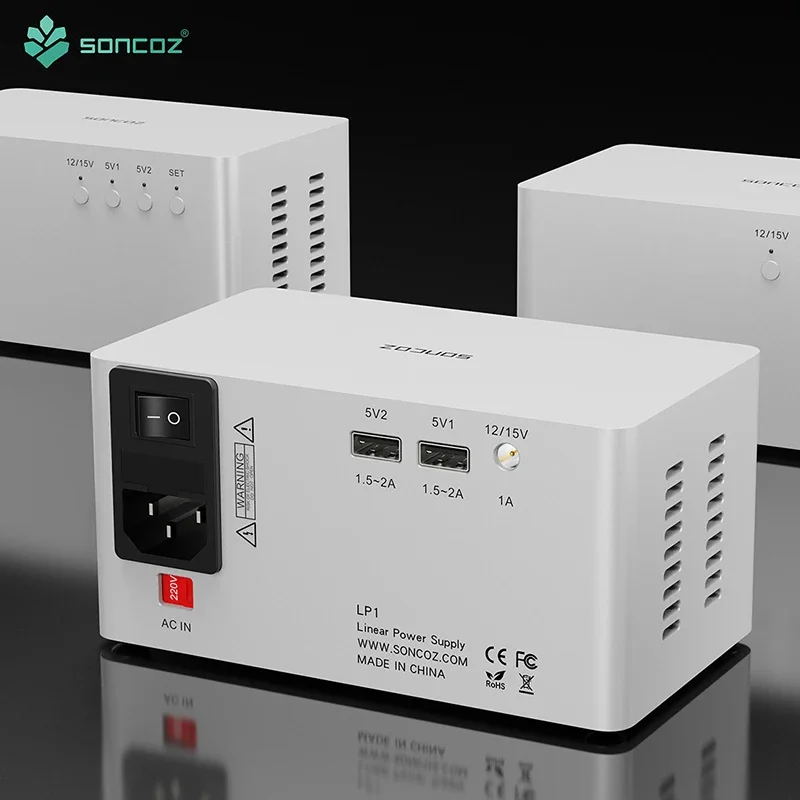 Фото Линейный блок питания Soncoz LP1 с ультранизким уровнем шума, настраиваемый HIFI тороидальный трансформатор, 5 TPS7A4700, аудио линейный блок питания 5В/12В/15В №3