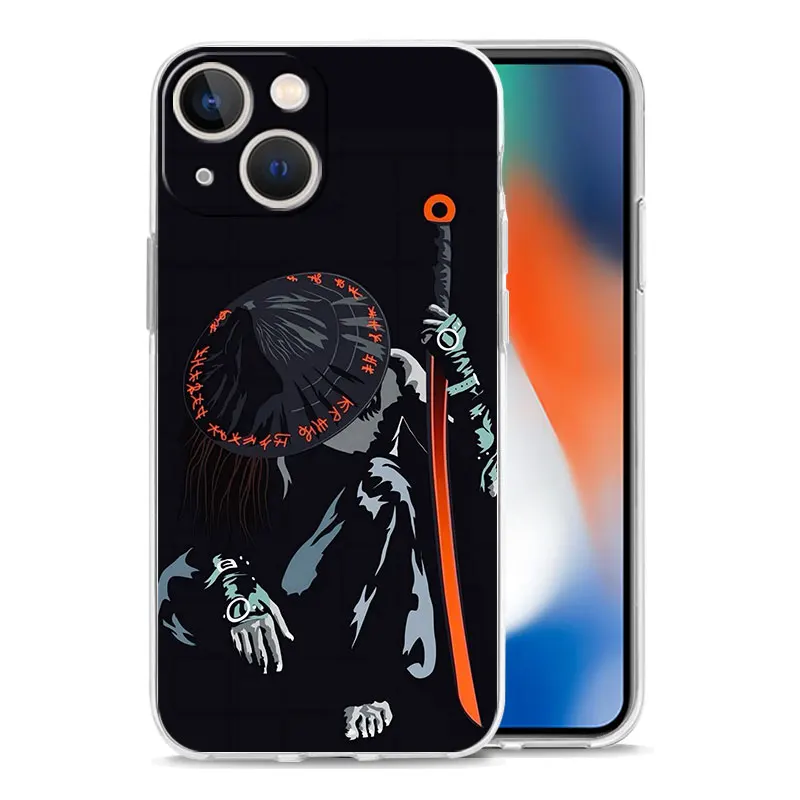 Фото Чехол для iPhone 17 Air, чехлы для iPhone 16, 15, 12, 13, 14 Pro Max, SE, 7, 8 Plus, iPhone 11, прозрачный чехол с японским самураем Бушидо №5