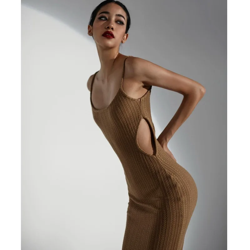 

Summer 2023 New Women Fashion U Brought Hollow Out Long Belt Dress Bodycon Sexy Dresses Maxi Womens Arrival Vestido Casual