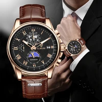 lige big dial leather army mens watches luxury sport waterproof watch man chronograph quartz wristwatches montre hommebox