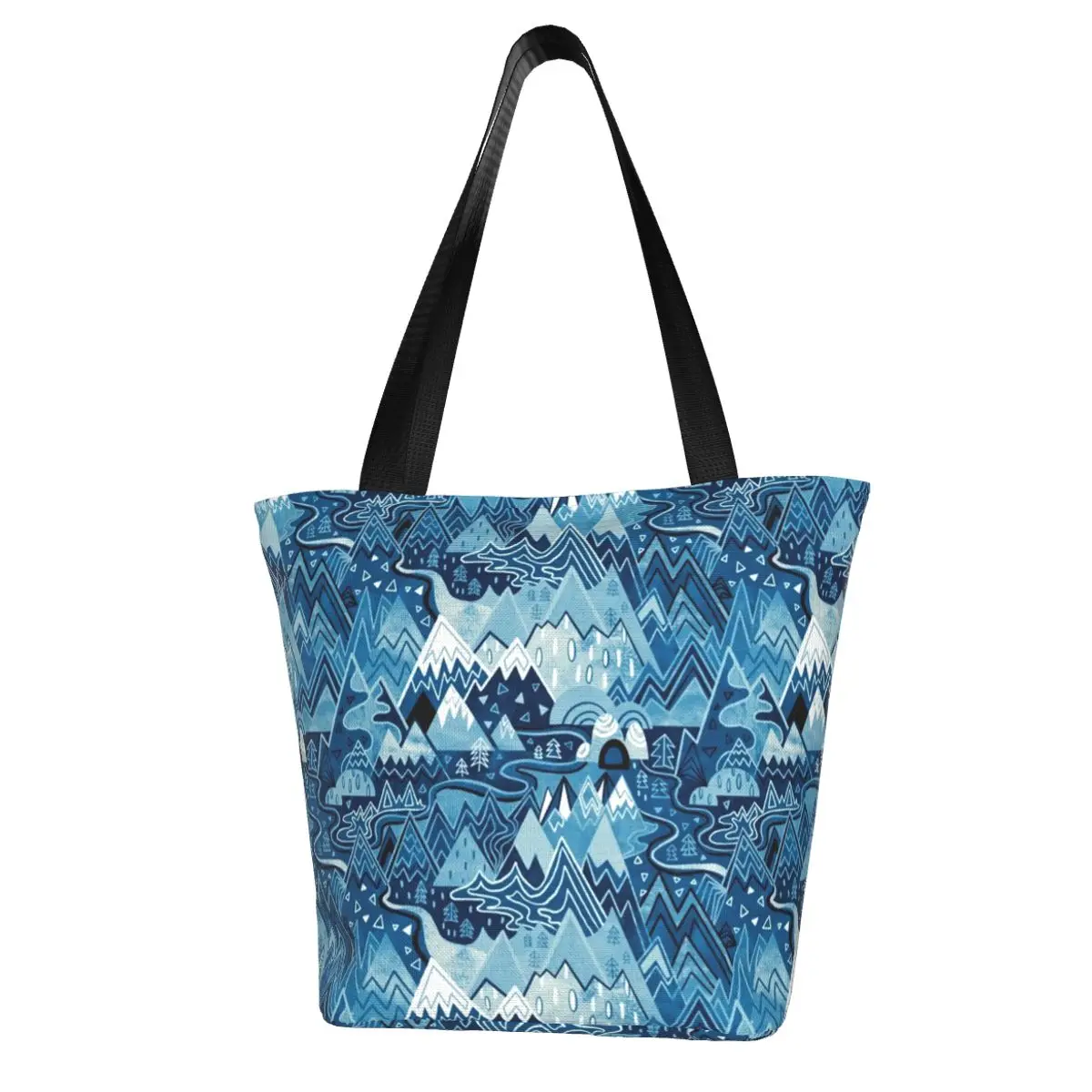 

Сумка для покупок с изображением гор, зимняя Синяя Женская дорожная сумка с лабиринтом, модные стильные тканевые сумки