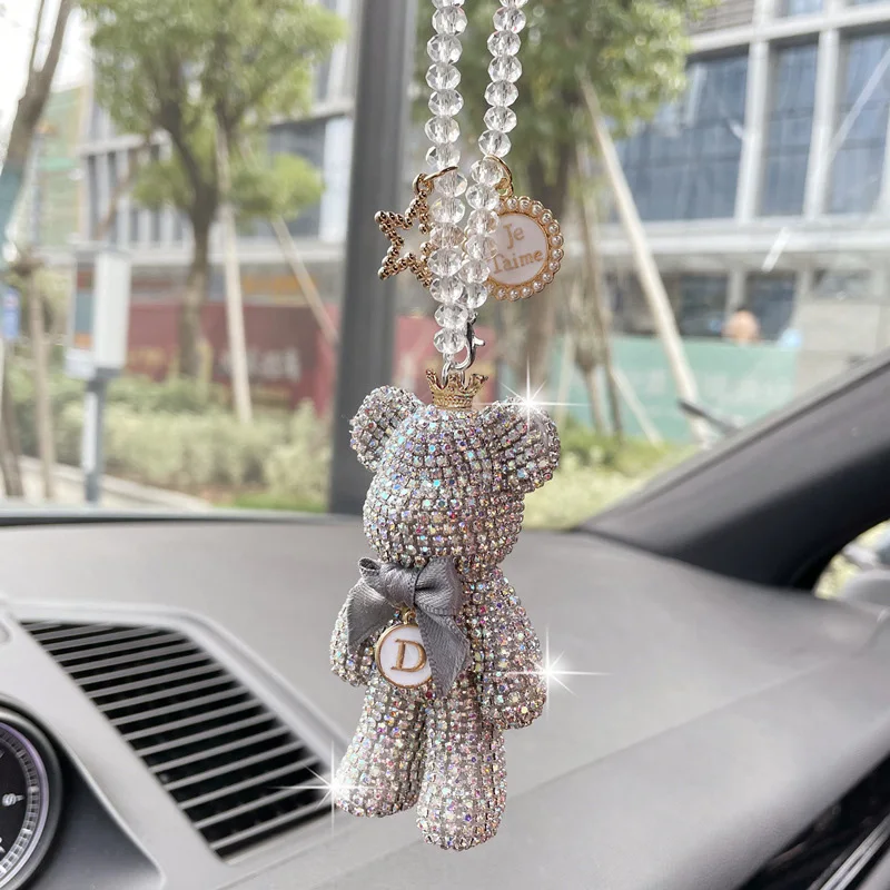 Cartoon Diamond Crystal Bow Gloomy Bear Car Pendant Mirror Hanging Ornaments Bling Car Interior Decoration Women Accessories Cartoon Diamond Crystal Bow Gloomy Bear Car Pendant Mirror Hanging Ornaments Bling Car Interior Decoration Women Accessories