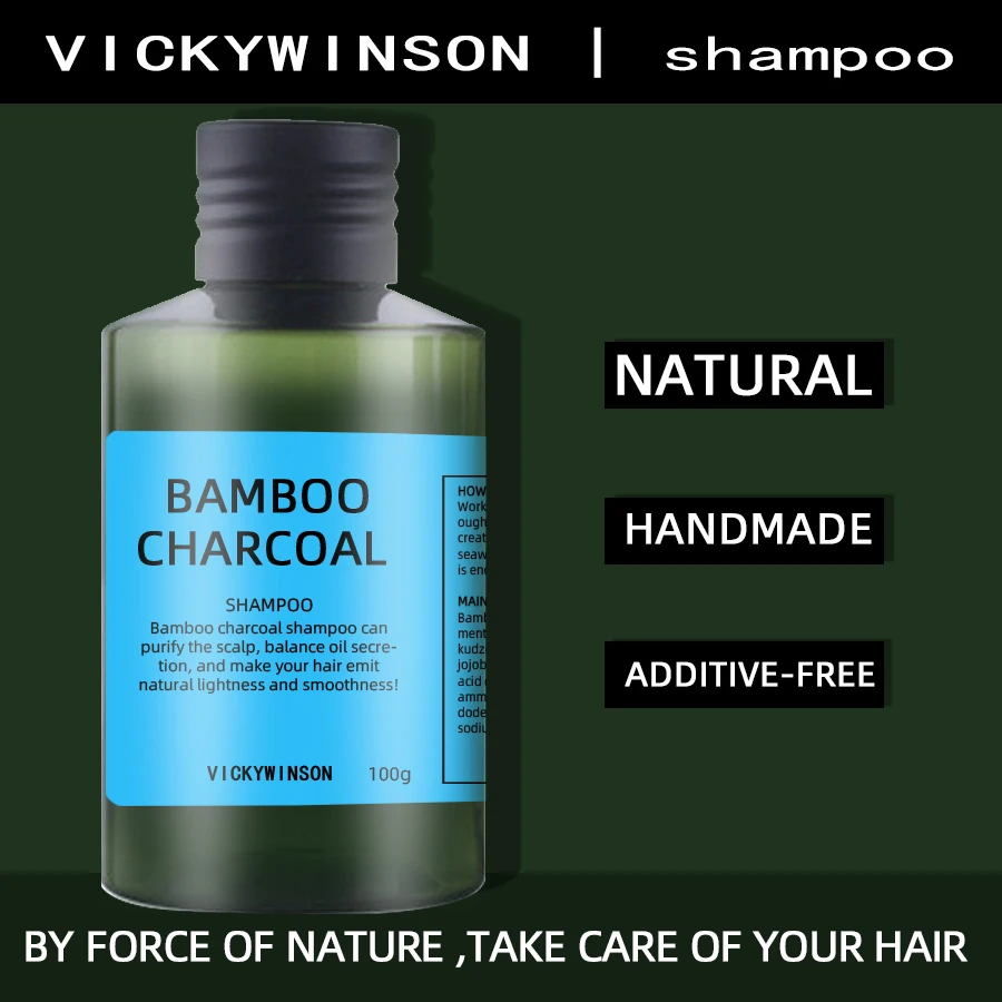 

VICKYWINSON Bamboo Charcoal Shampoo 100ml Balance scalp oil secretion, reduce dandruff production, keep scalp fresh and healthy