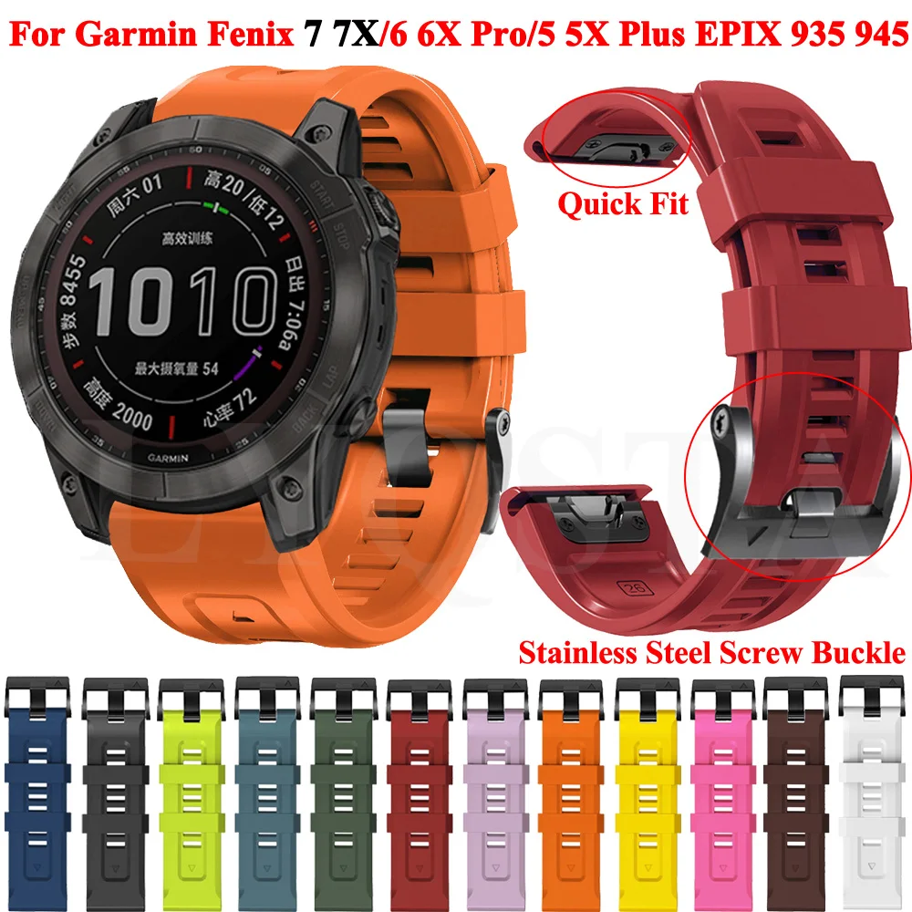 

Ремешок для наручных часов Quickfit, силиконовый браслет для Garmin Fenix 7X 6X 5X Plus 3HR Fenix 6 7 5 935, 26 22 мм