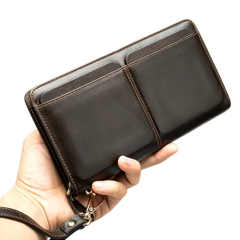 

Брендовый кошелек с карманом для монет, Длинный кошелек на молнии для мужчин, клатч, деловой мужской кошелек, винтажный большой кошелек на м...