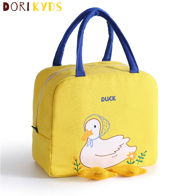 

DORIKYDS 2022 New Cute Duck Children's Lunch Bag Fashion Cartoon Student Large-capacity Insulation Bags Boy Girl Kids Lunch Box